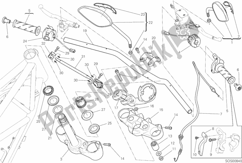 All parts for the Handlebar And Controls of the Ducati Scrambler Desert Sled Thailand 803 2018